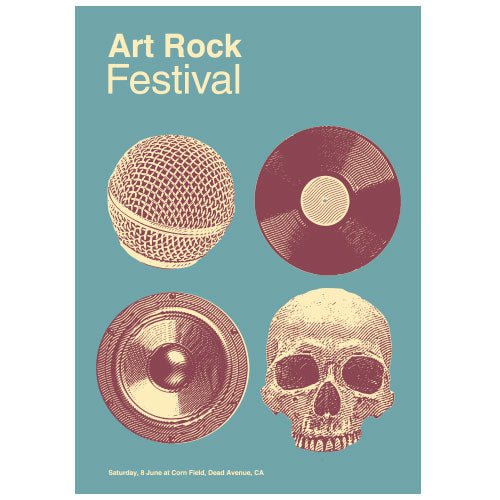 Poster adhesivo reposicionable: Art Rock Festival - Tienda Pasquín