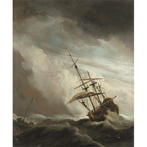 Poster adhesivo reposicionable: Barco - A Ship on the High Seas Caught by a Squall de Willem van de Velde the Younger - Tienda Pasquín
