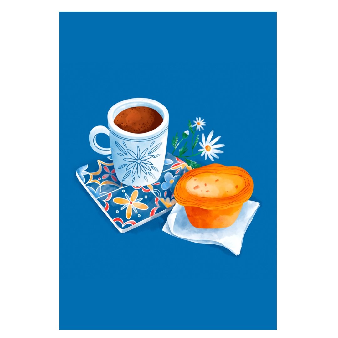 Poster adhesivo reposicionable: Desayuno azul - Tienda Pasquín
