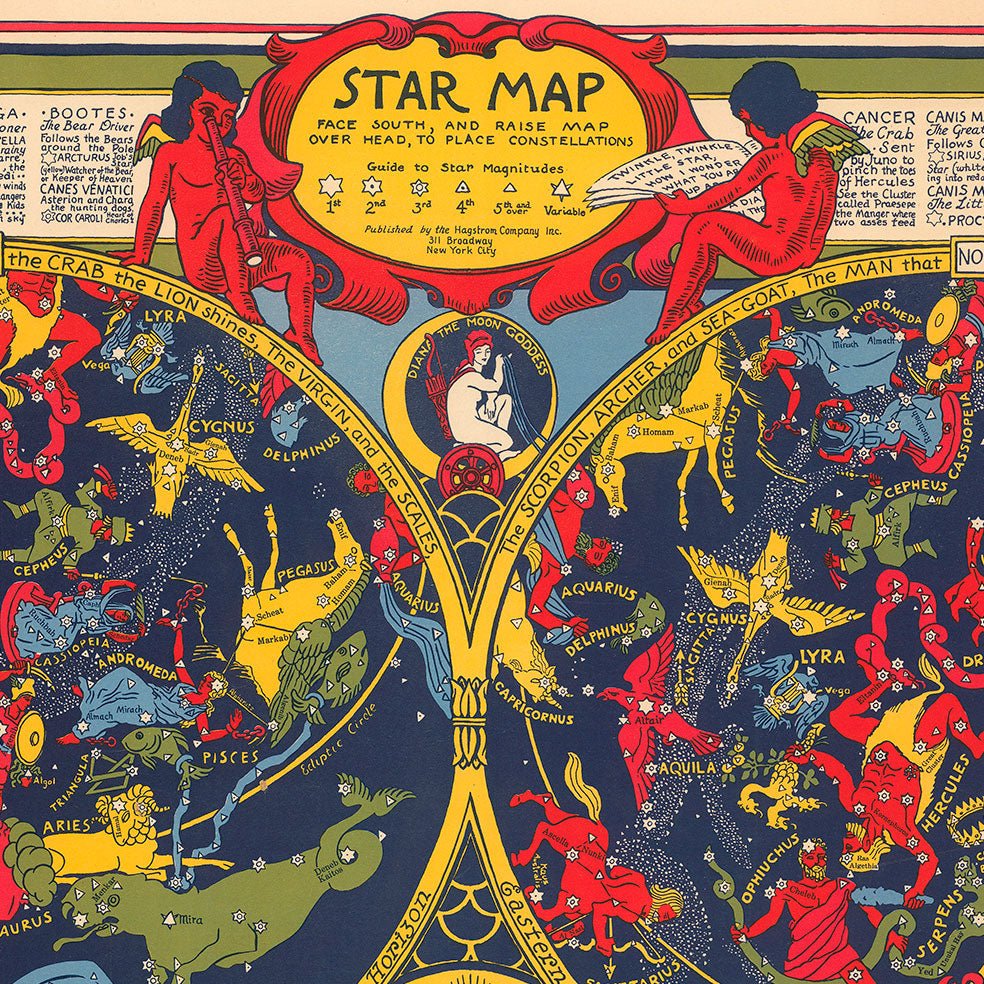 Poster adhesivo reposicionable: Mapa de estrellas vintage - Tienda Pasquín