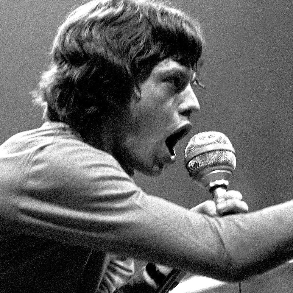 Poster adhesivo reposicionable: Mick Jagger en blanco y negro - Tienda Pasquín