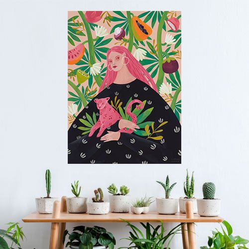 Poster adhesivo reposicionable: Tropical Lady - Tienda Pasquín