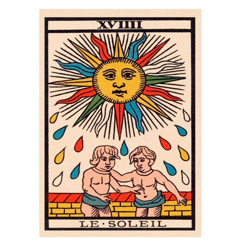 Poster adhesivo y reposicionable: Carta Tarot El Sol - Tienda Pasquín