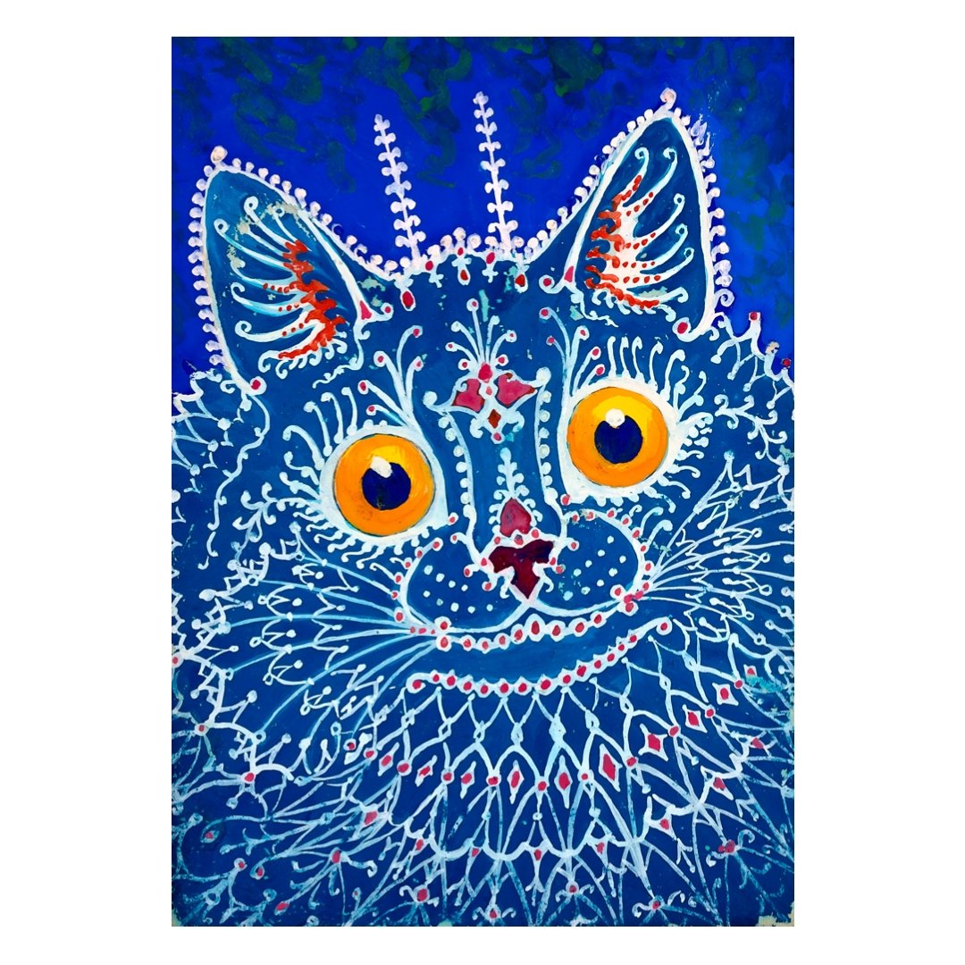 Poster adhesivo y reposicionable: Gato azul de Louis Wain - Tienda Pasquín