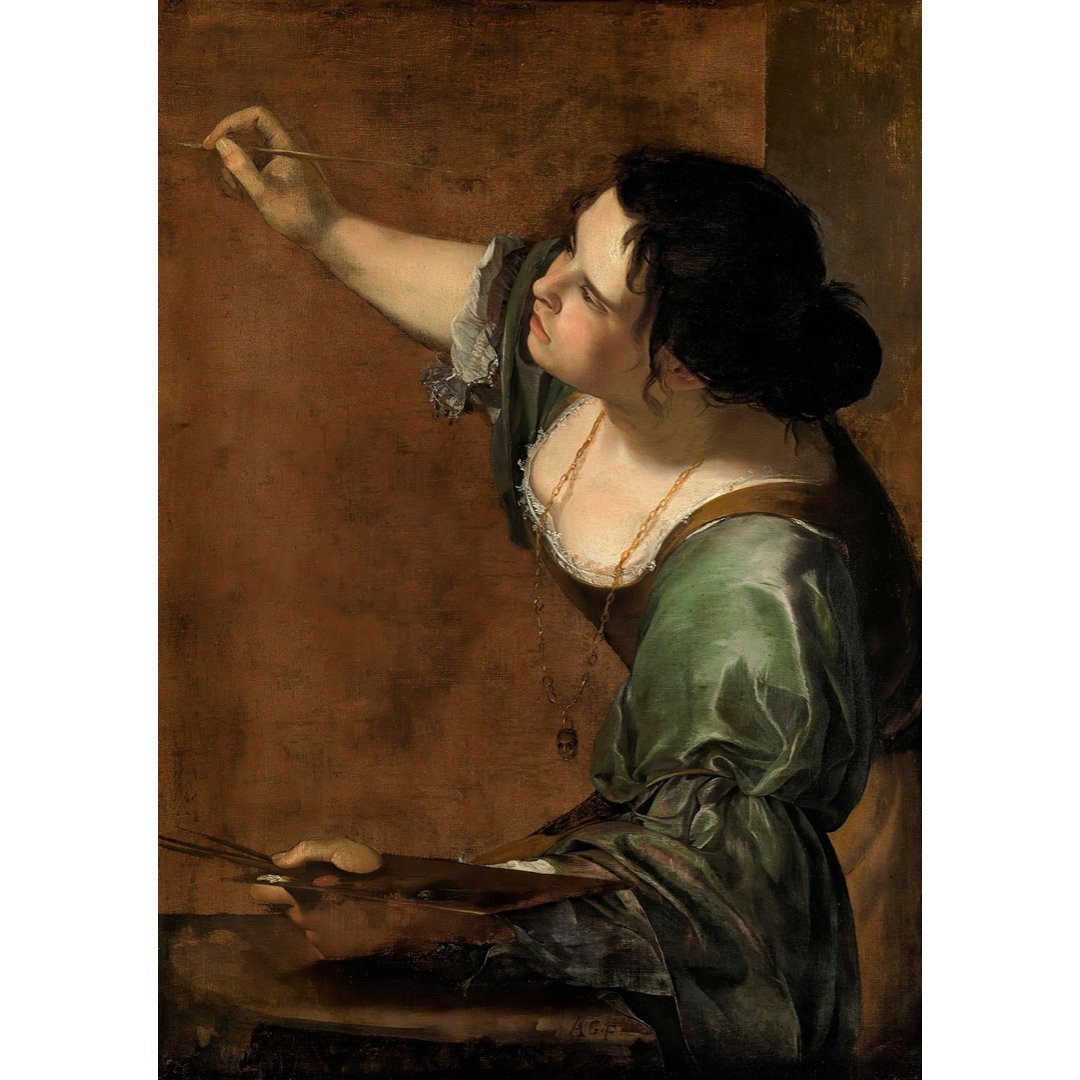 Póster mini póster adhesivo y reposicionable: Autorretrato como la alegoría de Artemisia Gentileschi - Tienda Pasquín