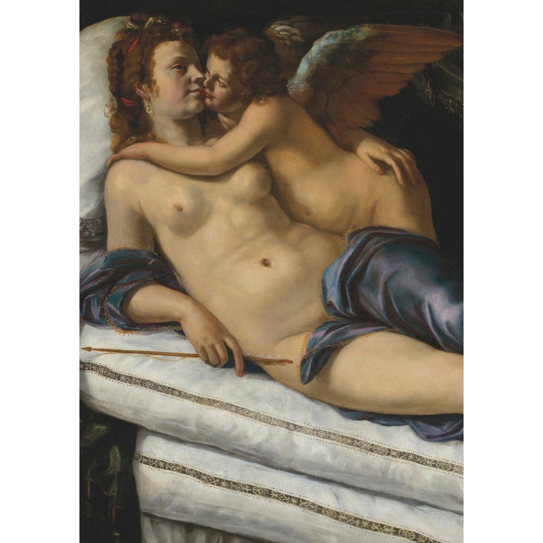 Póster mini póster adhesivo y reposicionable: Venus y Cupido de Artemisia Gentileschi - Tienda Pasquín