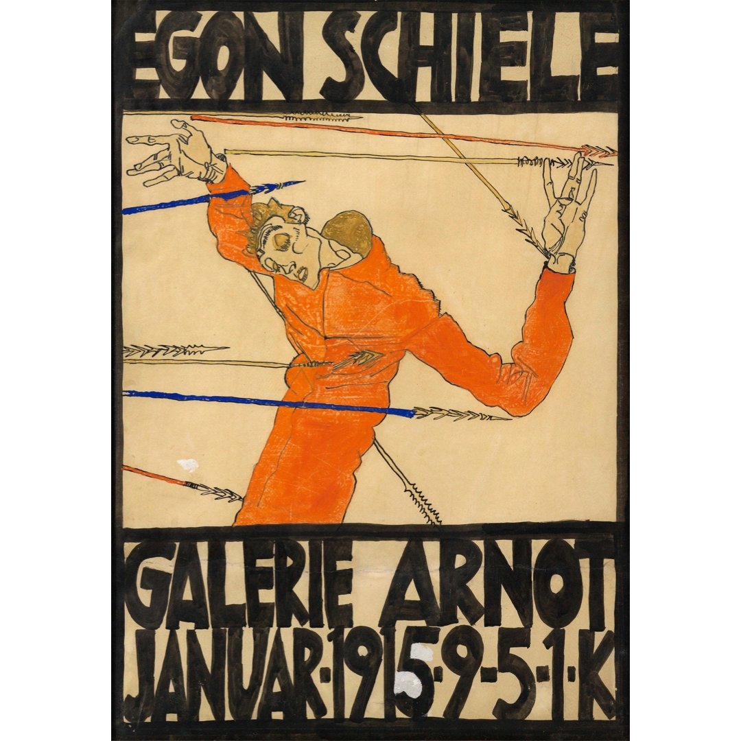 Póster y Mini póster adhesivo y reposicionable: Plakat der Schiele-Ausstellung in der Galerie Arnot de Egon Schiele - Tienda Pasquín