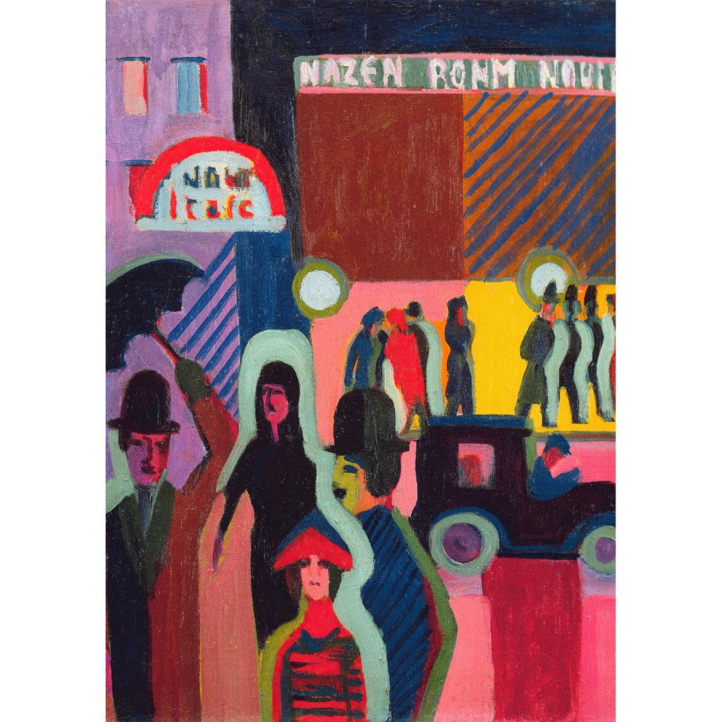 Póster y Mini poster adhesivo y reposicionable: Tienda bajo la lluvia de Ernst Ludwig Kirchner - Tienda Pasquín