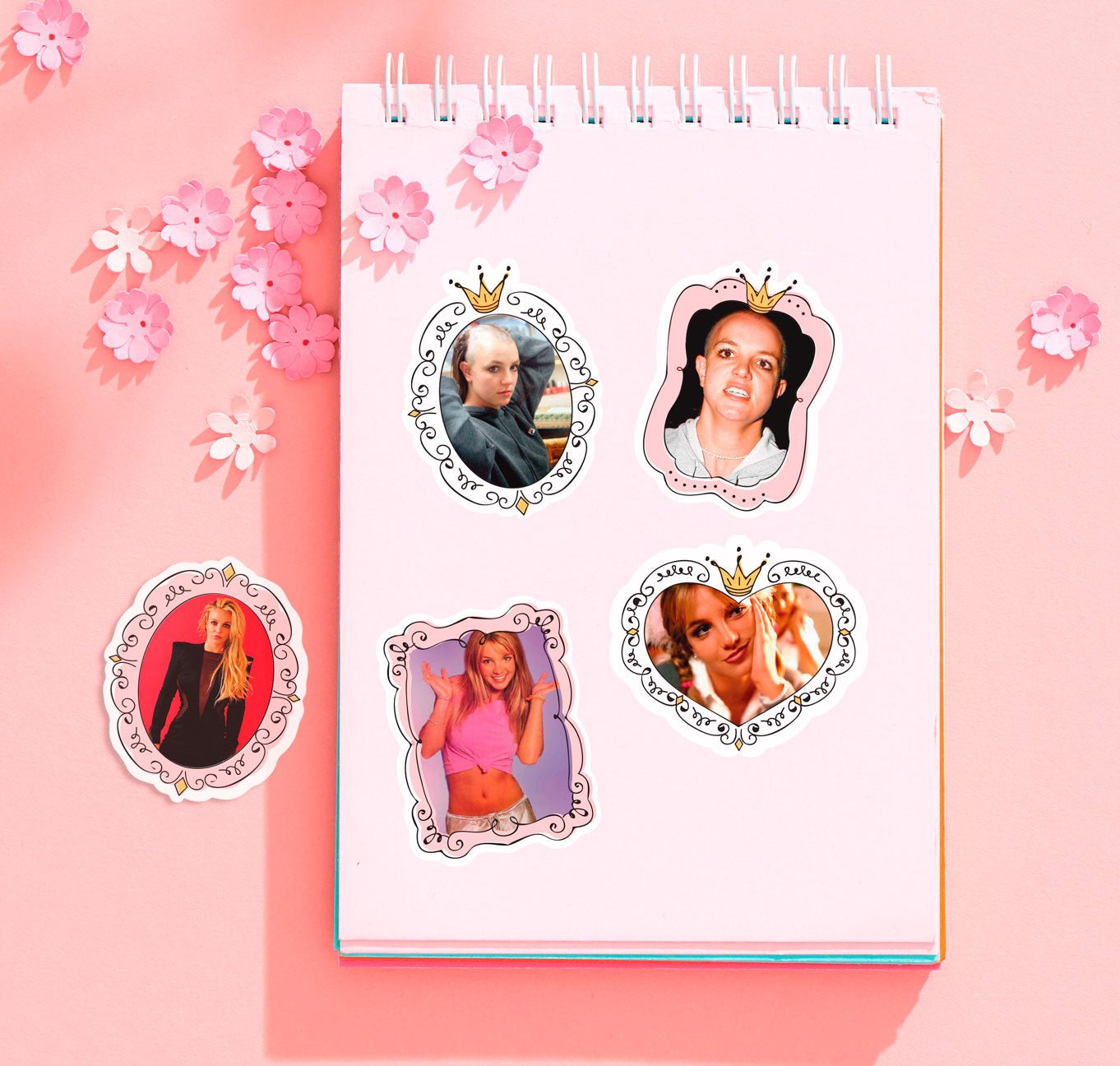 Set 5 Stickers Reutilizables: Te amamos Britney Spears - Tienda Pasquín