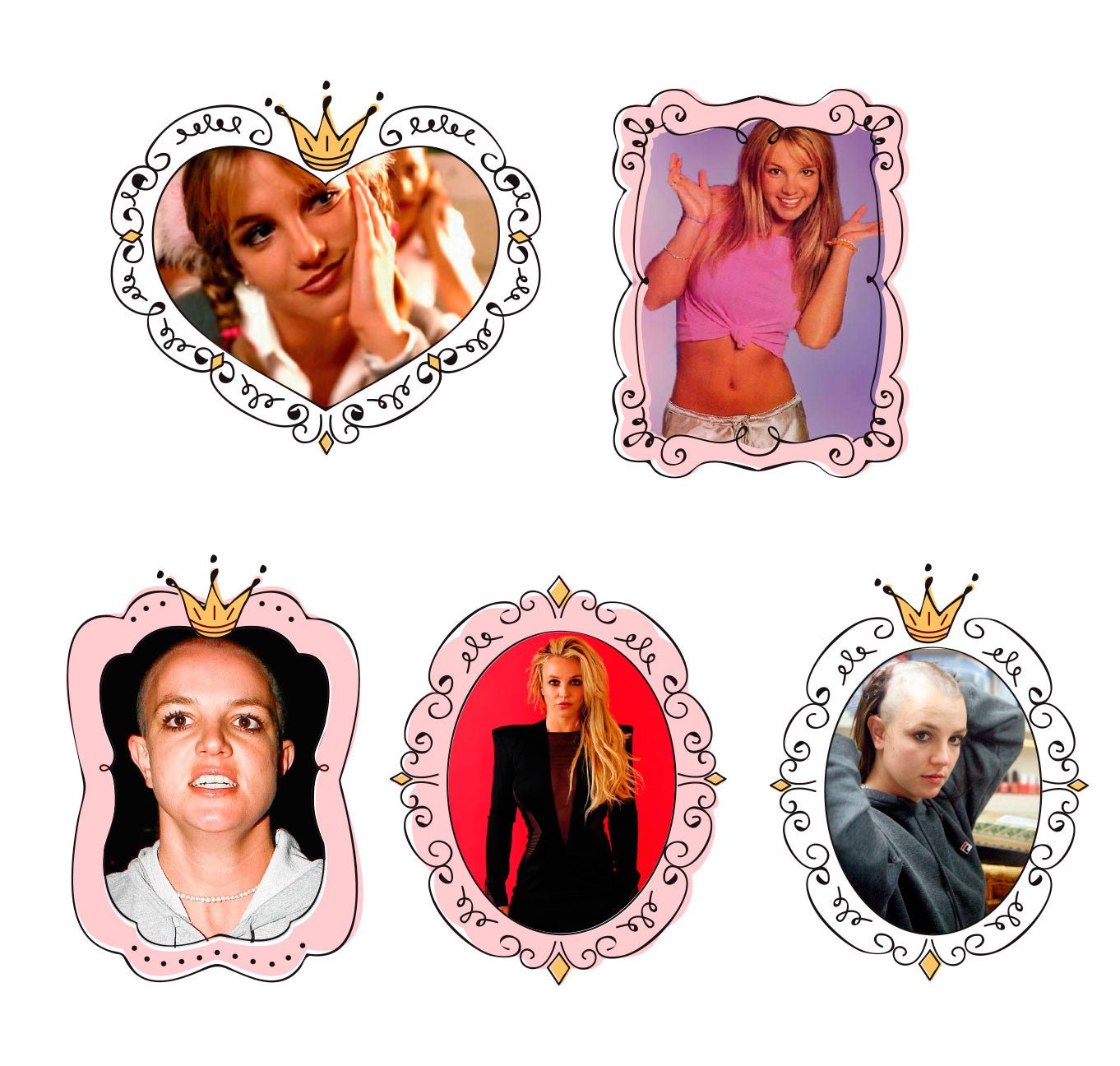 Set 5 Stickers Reutilizables: Te amamos Britney Spears - Tienda Pasquín