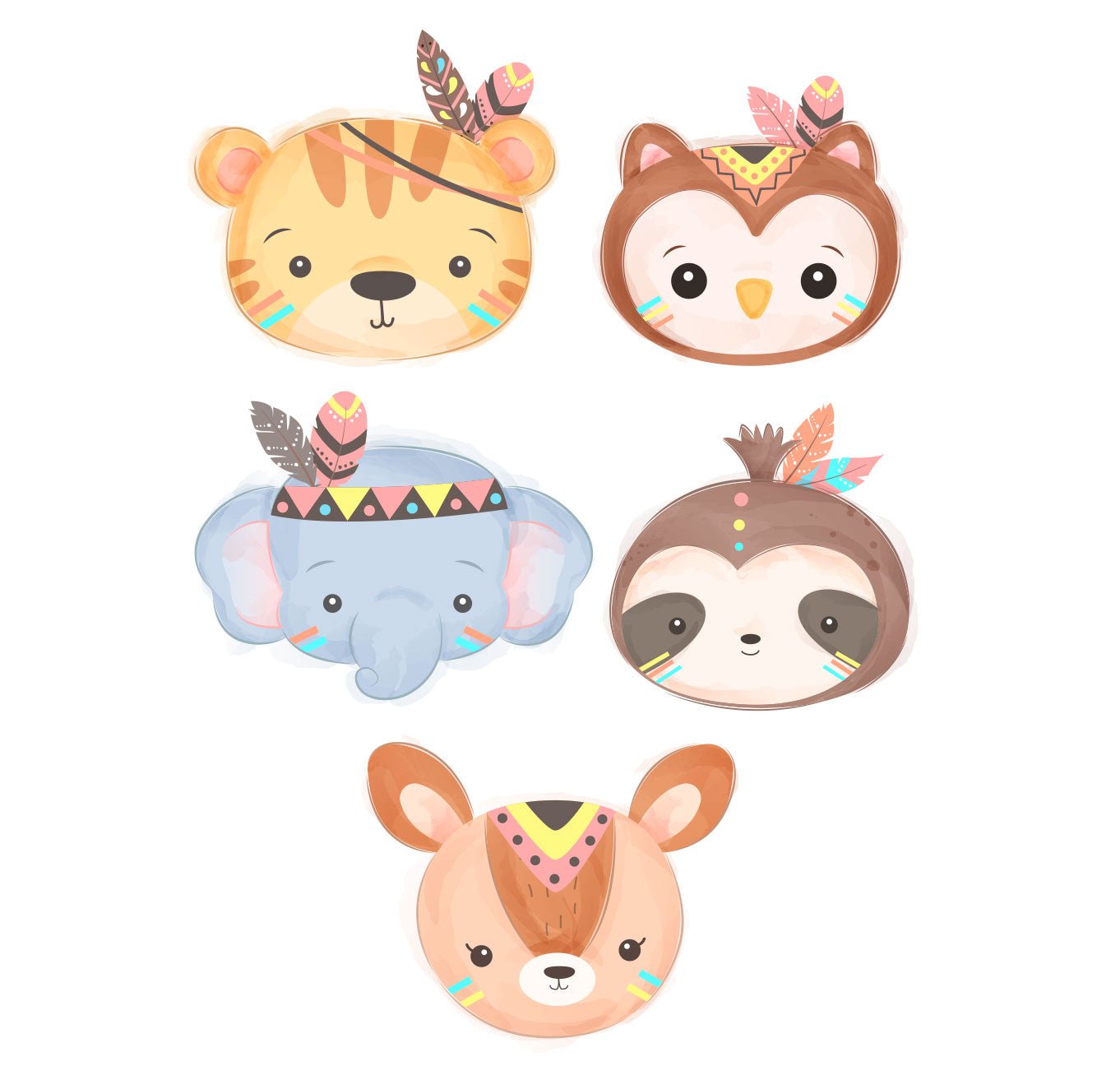 Set de 5 Stickers Reutilizables: Animalitos para niñes - Tienda Pasquín