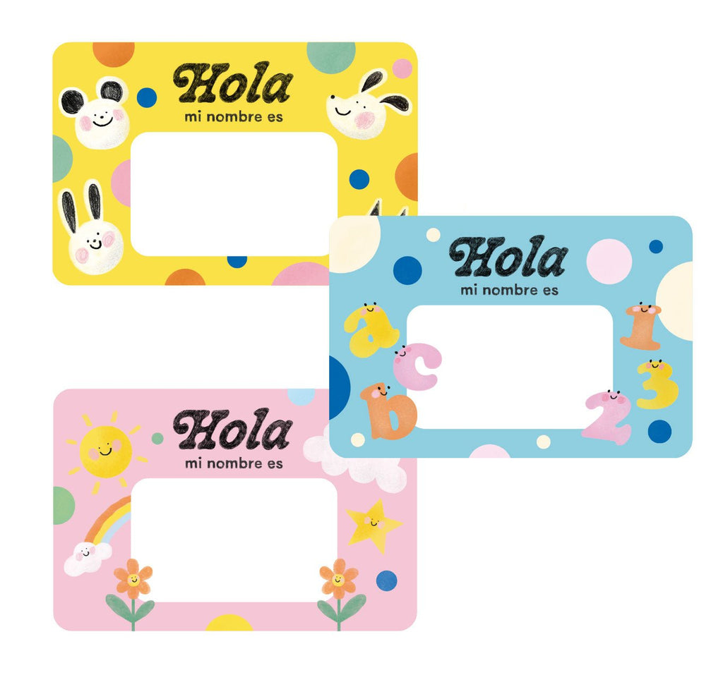 Set de 6 stickers Reutilizables: Marcadores "Hola, mi nombre es" - Tienda Pasquín