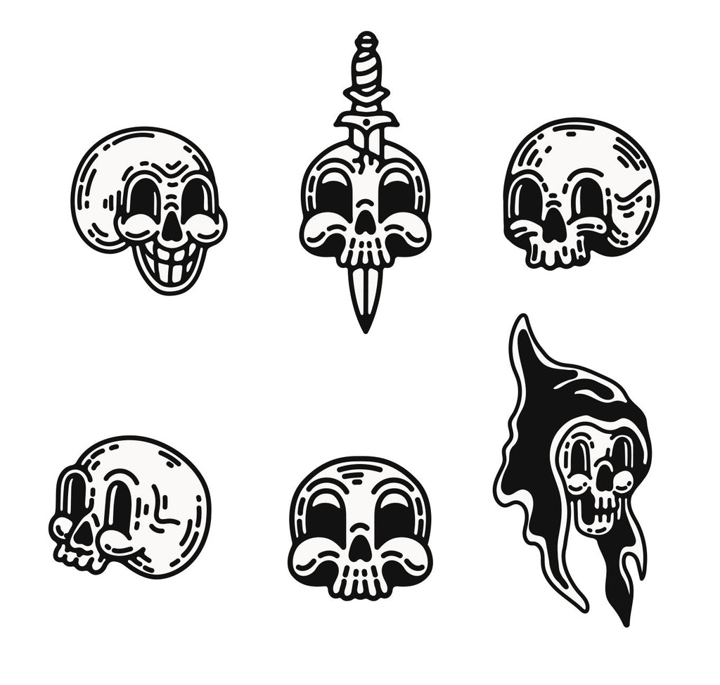 Set de 6 Stickers Reutilizables: Skeletor - Tienda Pasquín