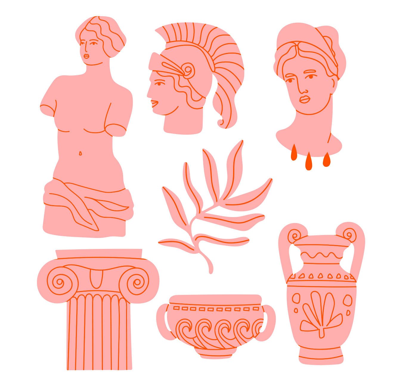 Set de 7 Stickers Reutilizables: Roma en rosa - Tienda Pasquín