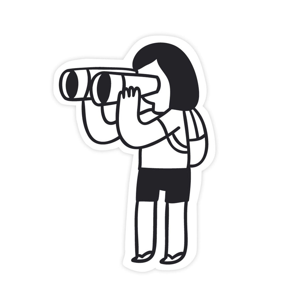 Sticker Reutilizable: Observadora con binoculares - Tienda Pasquín